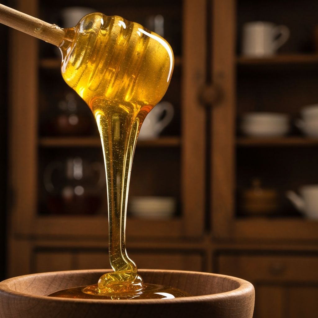Pouring honey syrup